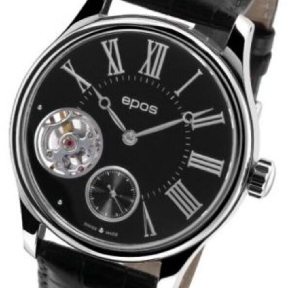 Epos Swiss Men's Watch Black Leather Automatic Wrist Watch 3369